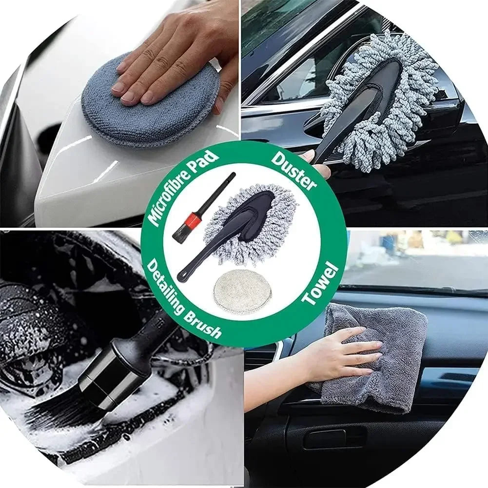 10 Pcs Car Wash Cleaning Kit, Automotive Detail Brushes Rim Cleaner,Car Detailing Brush Kit for Car Interior & Exterior