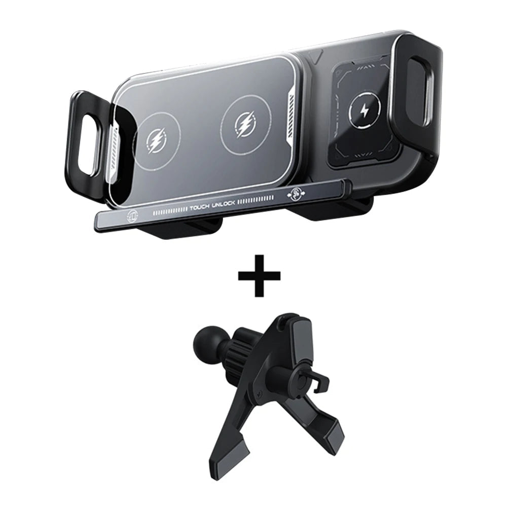 Car Wireless Charger Dual Coil Fold Screen Car Fast Charging Stand for Samsung Galaxy Z Fold 6 Flip 3 Air Vent Car Phone Holder CM World