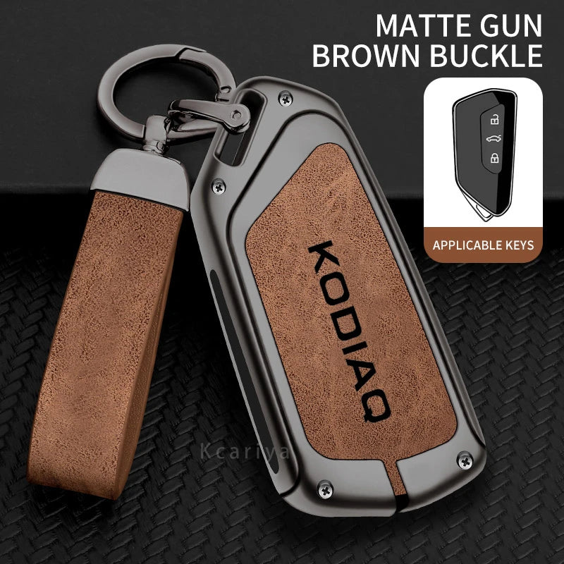 Zinc Alloy Car Remote Control Key Case Cover Holder Shell Fob for Skoda Kodiaq Protection Key Chain Buckle Keyless Accessories CM World