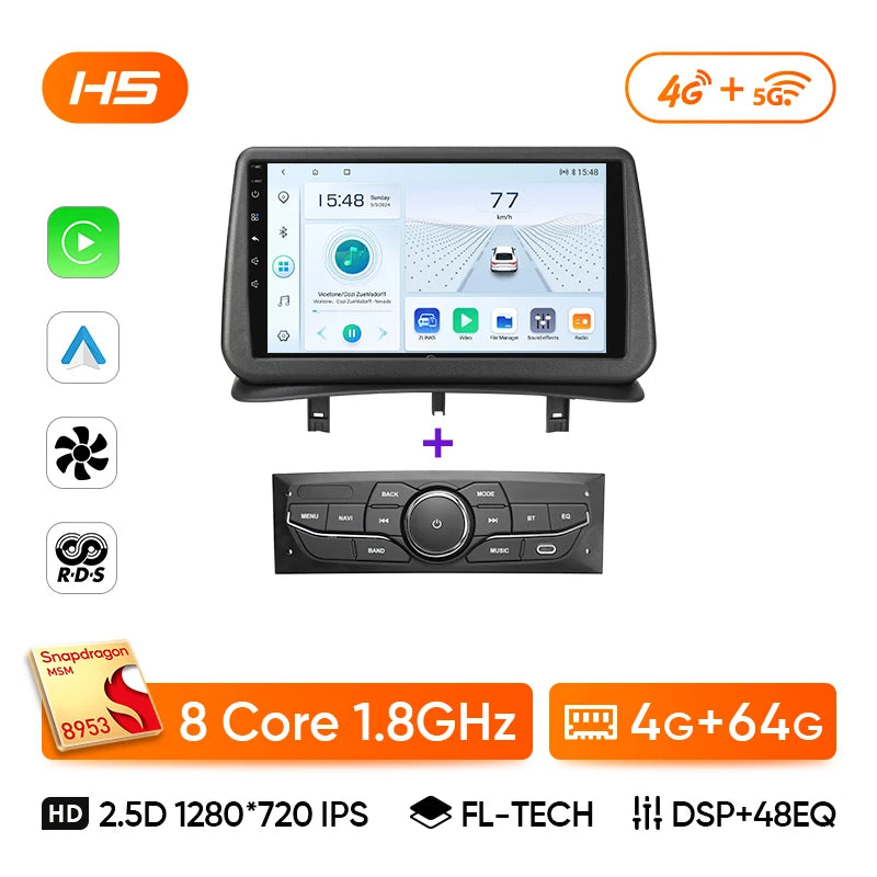 Ainavi Car Radio for Renault Clio 3 2005-2014 Wireless CarPlay Android Auto 4G Multimedia Player Navigation GPS 2din Autoradio CM World