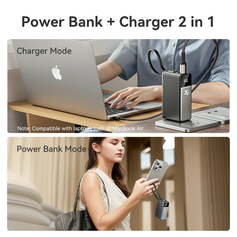 KUULAA Power Bank 5000mAh 35W Fast Charging Portable Charger with Built-in USB C Cables & AC Wall Plug US Charger For iPhone 17 Car Mobile World