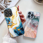 Marble Stone Tempered Glass Case For iPhone 11 Funda iPhone 16 17 16E 13 14 15 Pro Max 12 7 8 Plus SE 16promax 13promax Cover