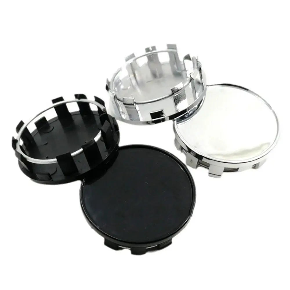 4Pcs Universal Wheel Center Caps Outer 54MM Dust-proof Rim Hub Caps Silver/Black ABS Wheel Badge Covers Wheels Tires Parts