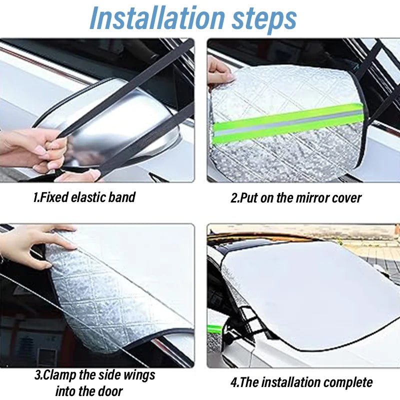 Windshield Cover for Ice and Snow, for Snow, Ice, UV, Mirror Protector, Windproof Sunshade Cover for Cars, Common to Most Cars Car Mobile World