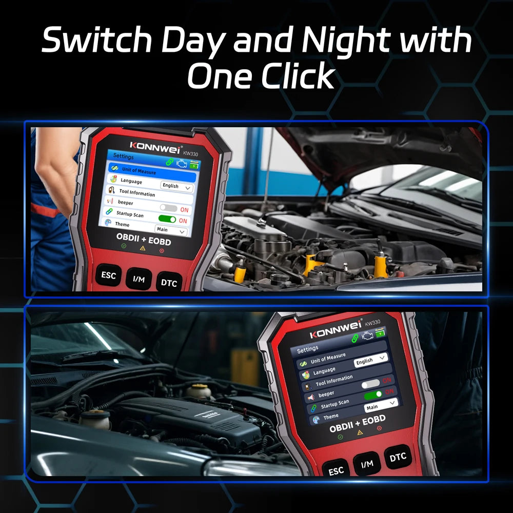 KONNWEI KW330 Car OBD2 Diagnostic Tool Professional Engine Battery Testing Fault Code Erase Real-Time Data Auto Code Scanner