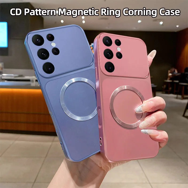 For Magsafe Wireless Charging Case For Samsung S26 Ultra S25 S24 S23 S22 S21 Plus Edge Metallic Paint Finish Soft Cover
