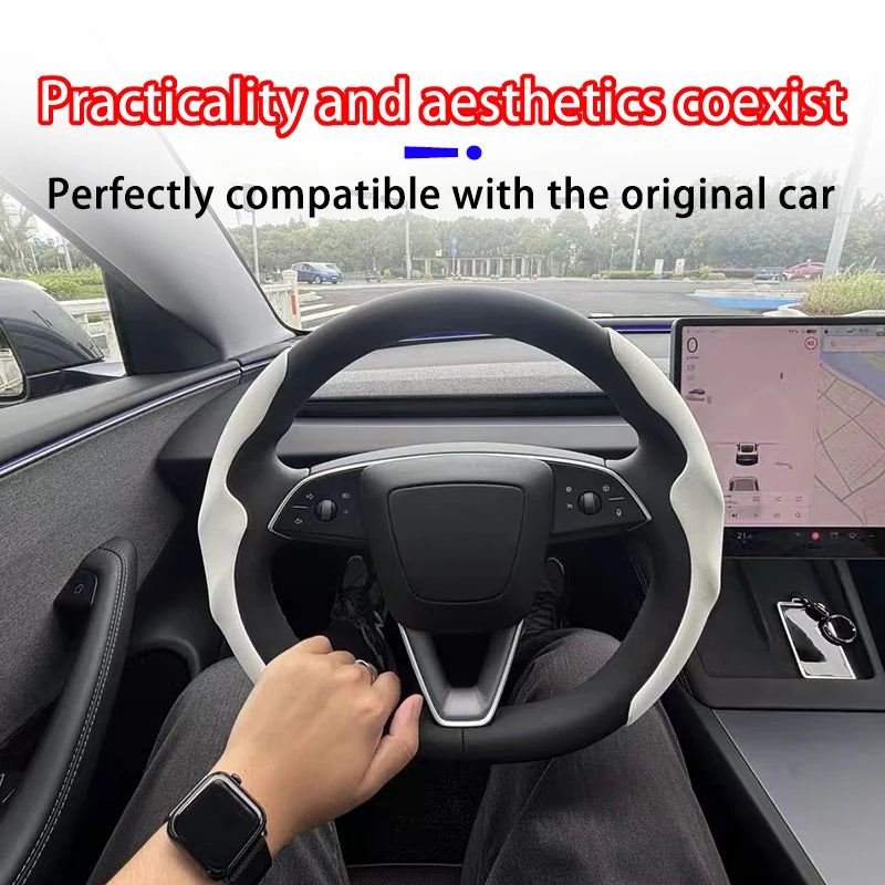 Suede Steering Wheel Cover For Tesla Model YL 2026 /3/Y Sport Steering Wheel Cover Steering Wheel Protector Interior Accessories
