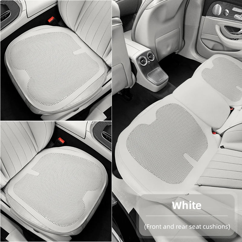 Four-Season Universal Car Seat Cushion Pu Leather Protective Pad Perforated Breathable Integrated Half-Cover Front and Rear Seat Cover Car Interior Accessories Black Red Mocha Brown Orange CM World