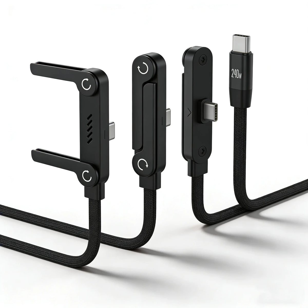 1.5m Type-C Cable Foldable Mobile Phone Holder 240W Fast Charging Data Cable Multifunction Phone Charge Bracket Dual PD Cable