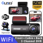 3 Channel WiFi Car DVR Three Way Dash Cam Inside Vehicle Camera DVRs Recorder FHD 1080P Video Mini Registrator Dashcam Camcord
