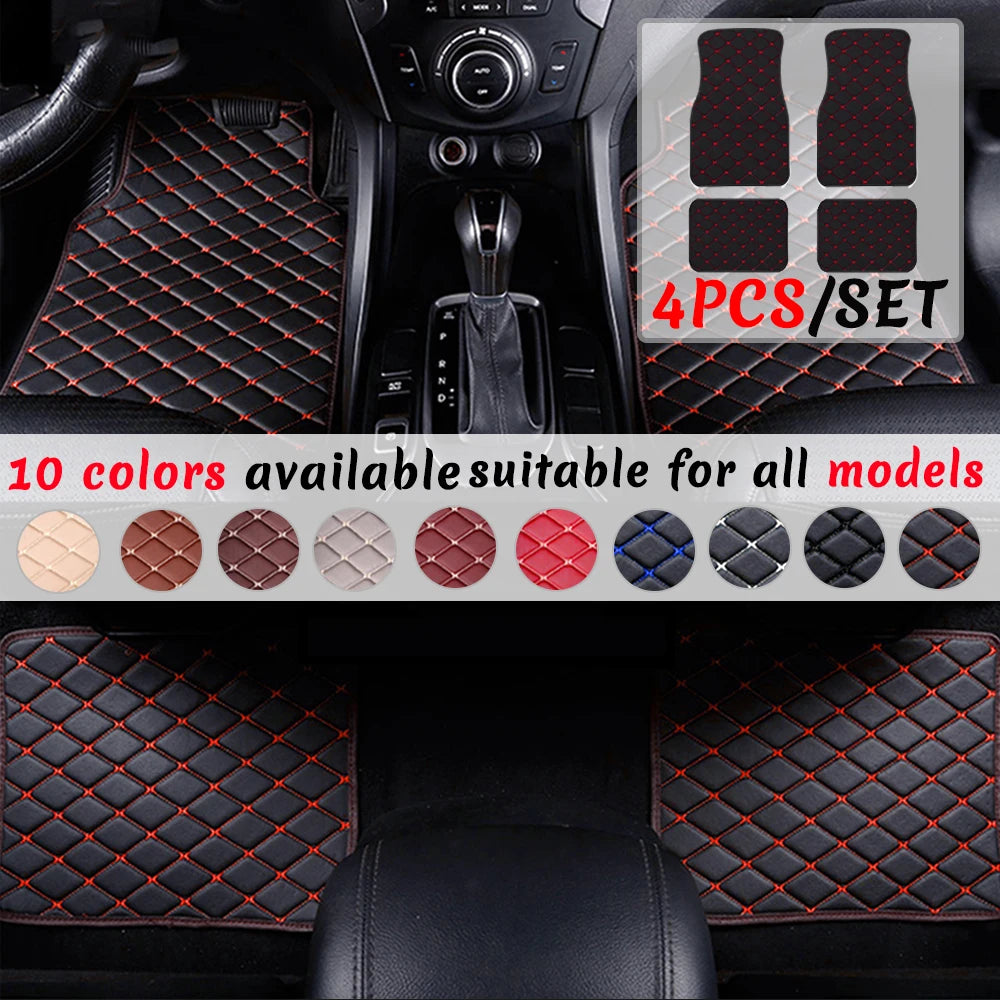 4pcs Car Floor Mats Universal Waterproof  Front Rear Full Set Auto Rugs Leather Car Carpet  Accessories Interior