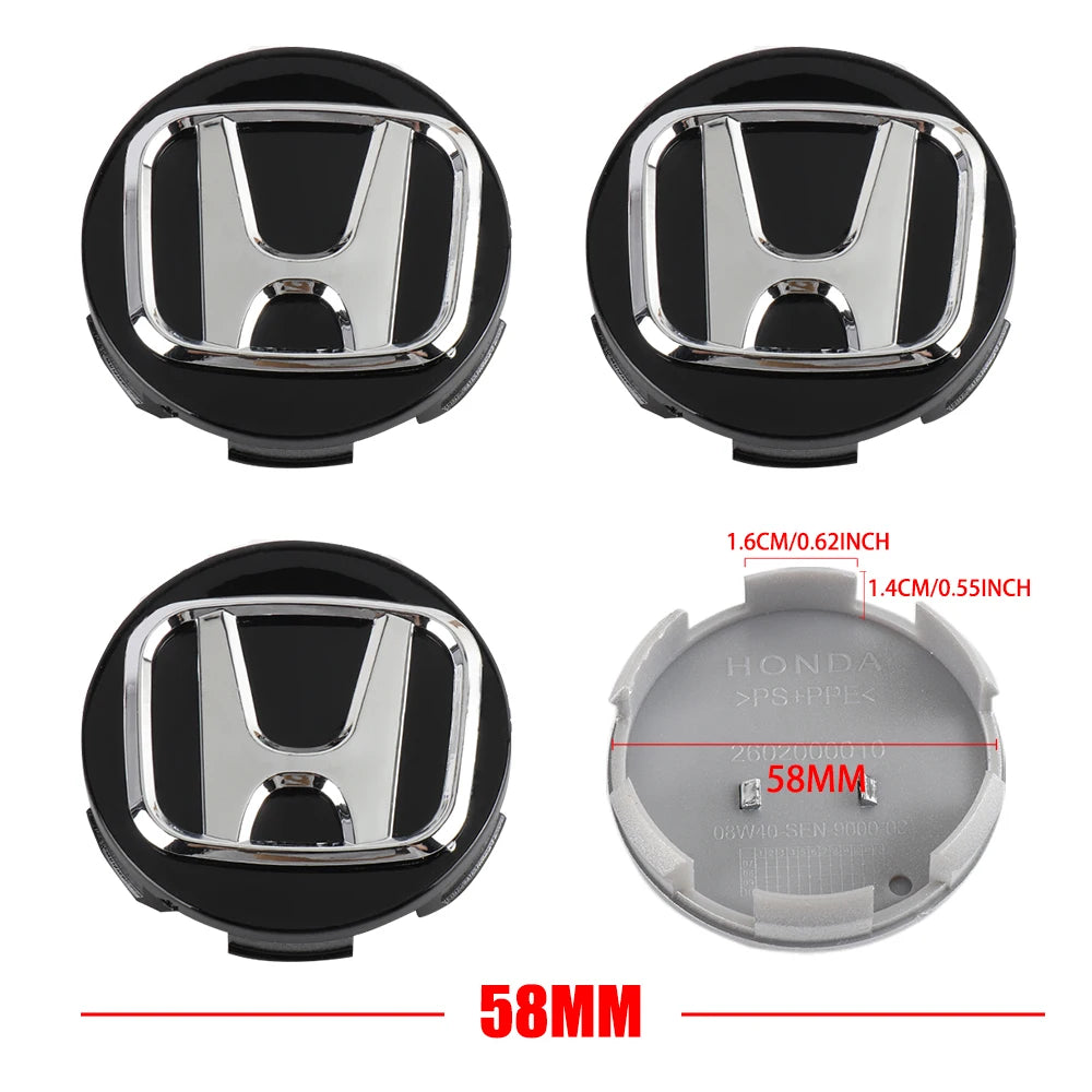4pcs 58/69mm Car Wheel Center Hub Caps Accessories For Honda Type R Type S VTEC DOHC Modulo Vezel Legend Si RR Insight CM World