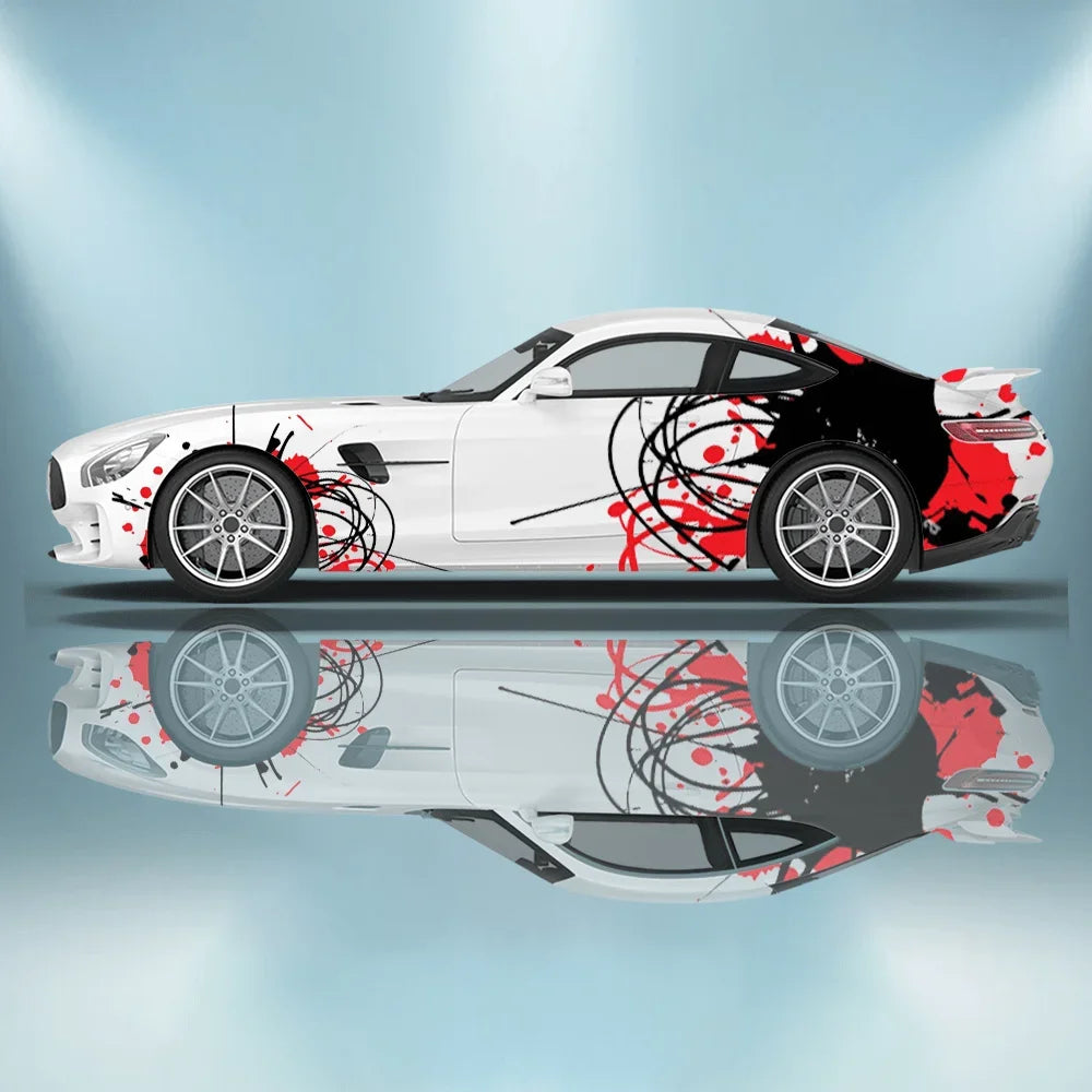 Ink Splattered Lines Car Vinyl Wraps Decal Self-adhesive Anti Scratch Sticker Suitable for Trucks SUV Decor Auto Accessories
