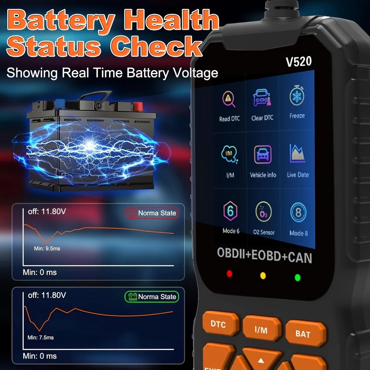 V520 Professional OBD2 Scanner Auto Check Engine Diagnostic Tool for Cars Check Engine Light Code Reader Scanner