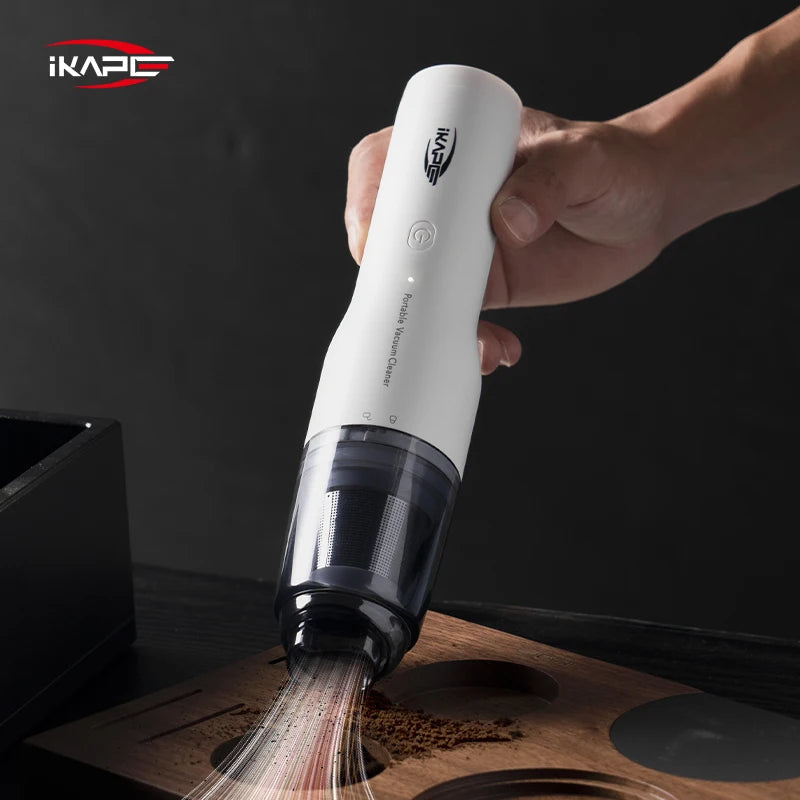 IKAPE Coffee Grounds Vacuum For Bar/Car/Desktop Portable Wireless Handheld Barista Cleaner With 13Kpa Powerful Suction&Blower Car Mobile World