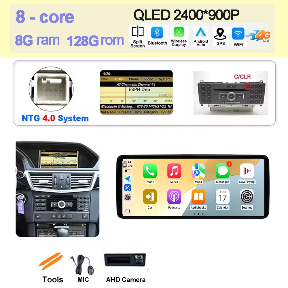 Wireless Carplay Car Radio Multimedia For Mercedes Benz E Class W212 2009 - 2016 QLED Screen 4G Android 15 Auto Accessories Ster CM World