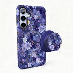 Magnetic Case For Samsung S26 S25 S24 S23 S22 S21 Plus Ultra 20 FE A15 A16 A26 A36 56 17 Purple Flower 2 in 1 Phone Holder Cover