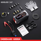 GOOLOO A7 Car Jump Starter with Air Compressor, 6000A & 160PSI Emergency Starter, 12V Supersafe Battery Booster with Tire Inflator & Pump (Inflate/Deflate) for All Gas & Up to 10.0L Diesel Engines