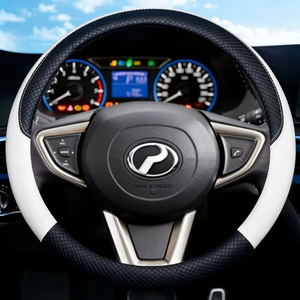 38cm Steering Wheel Cover PU Leather Anti Slip Steer Wheel Protector Breathable Fiber Braid Universal Steering Cover 1pc CM World