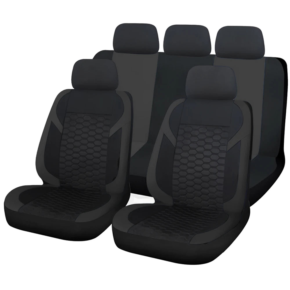 Universal Car Seat Covers Polyester Mesh Fabric Honeycomb Embroidery Seat Covers For Car SUV Vans Truck Accessories Interior