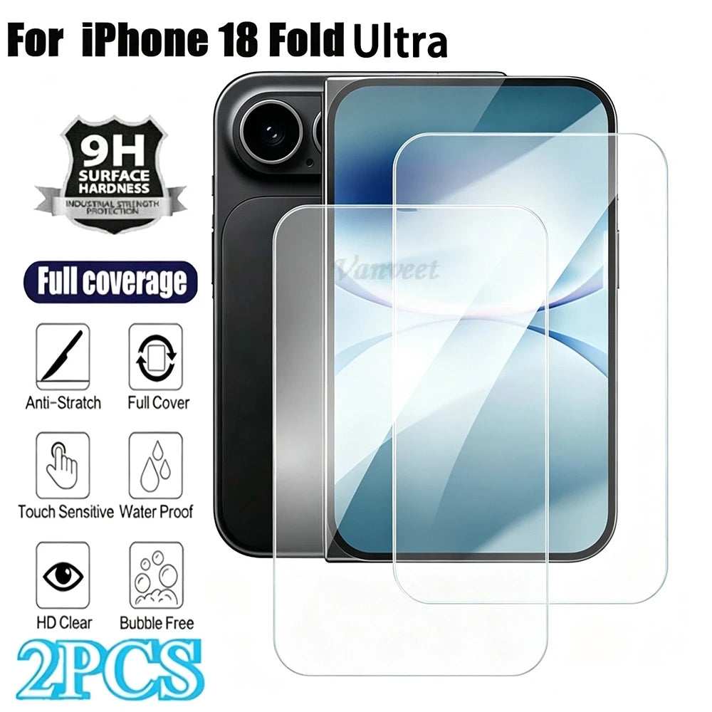 2PCS Full Cover Tempered Glass For iPhone Ultra Screen Protector iPhone 18 Pro Max Ultra Clear Scratch-Resistant Protective Film