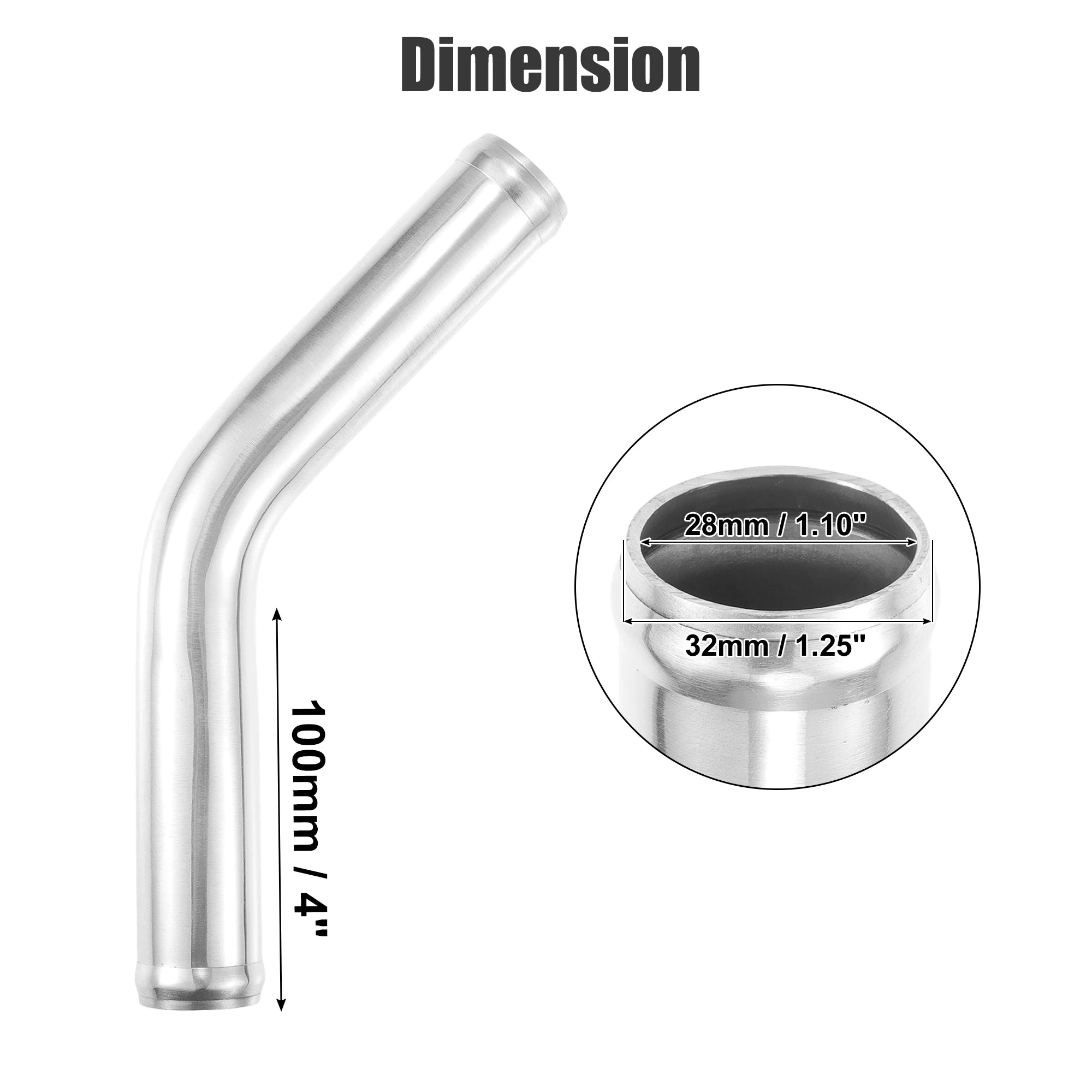 UXCELL 45 Degree OD 32-102mm Leg Length 100mm Car Aluminum Alloy Tube Intercooler Bend Elbow Pipe Air Intake Joiners Tubing CM World