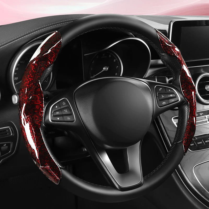 Premium Glossy Snap-On Car Steering Wheel Cover – Shiny, Lightweight & Non-Slip, Universal Fit for All Seasons