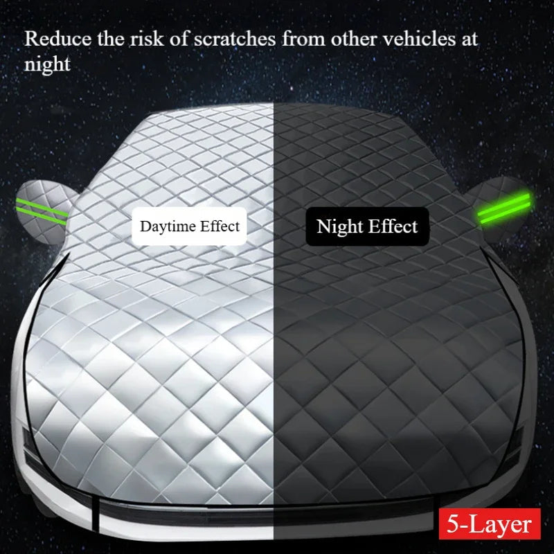 5-Layer Car Cover Hail Snow Shade Awning From Protective Dust Waterproof Exterior Protect Anti UV Outdoor Protector Covers Car Mobile World