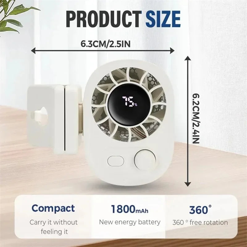 Clip-On Car Fan 360° Rotatable 100-Speed Multi-Scene Portable Fan Long Service Life Lightweight USB Rechargeable
