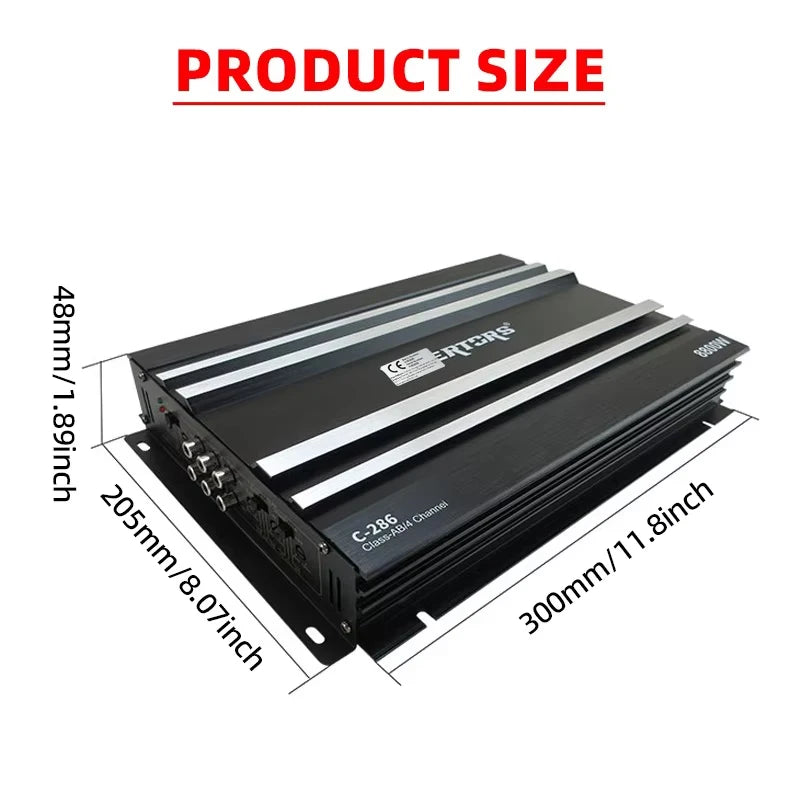 Class AB Car Audio Upgrade Power Amplifier 4 Channel 12V 8800W Power Stereo Amplifie Audio Speaker Subwoofer Treble Mid-bass CM World