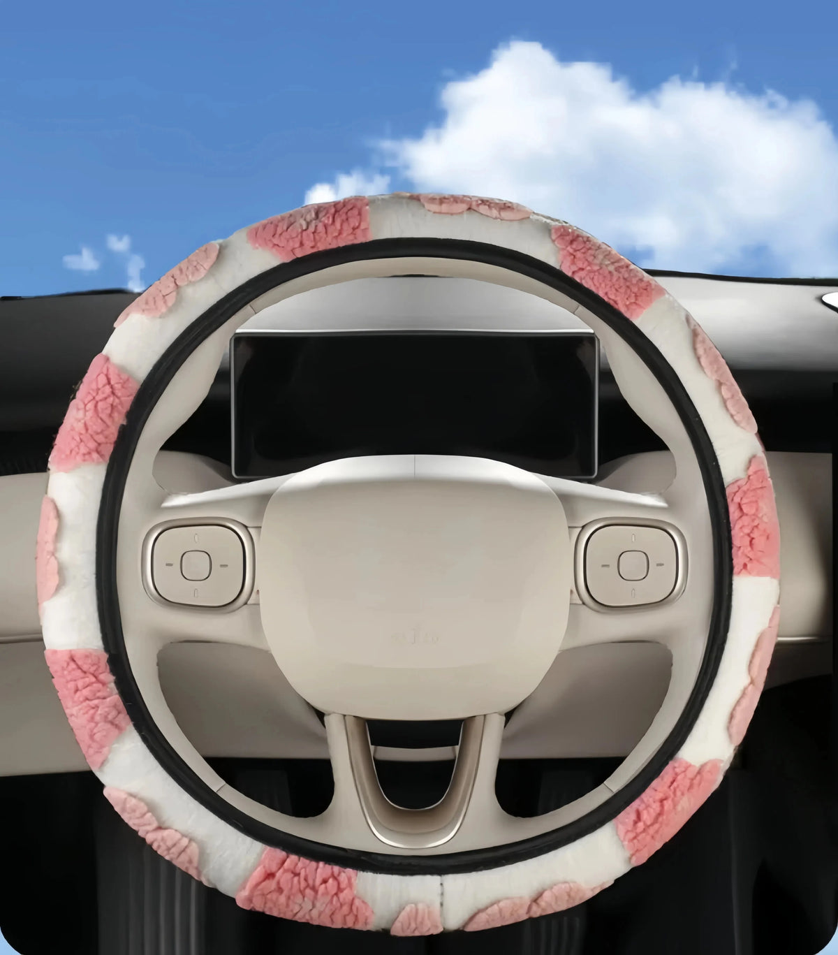 Flower Shaped Car Steering Wheel Cover with Plush Three-Dimensional Pattern Elastic and Elastic Protective Cover for Women's Car