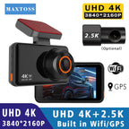 4K+2.5K Car Dvr Support WIFI GPS Dash Cam Dual Lens Dashcam Rearview Camera UHD Night Vision 24H Parking Mini Video Recorder