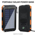 10000mAh Outdoor Solar Power Bank | Fast Charge Waterproof Shockproof Flashlight Compass In Stock Car Mobile World