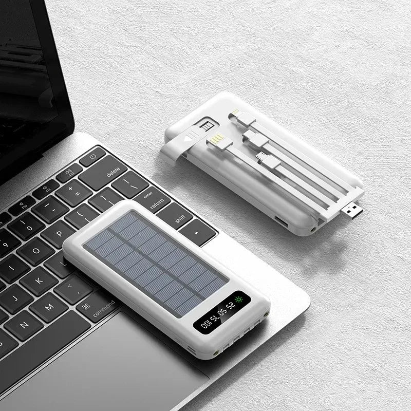 Lenovo Solar Power Bank 50000mAh Large Capacity Mobile Power Fast Charging Battery Dual Usb 4 Cables LED Digital Display Car Mobile World