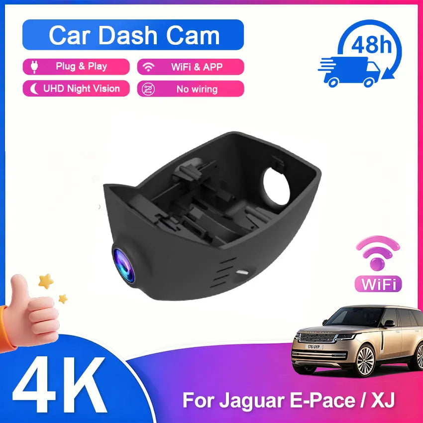 For Jaguar I-Pace (X590) EV400 2019 2020 2021 2022 2023, Invisible Wires OEM Style 4K 2160P Dash Cam Car DVR WIFI