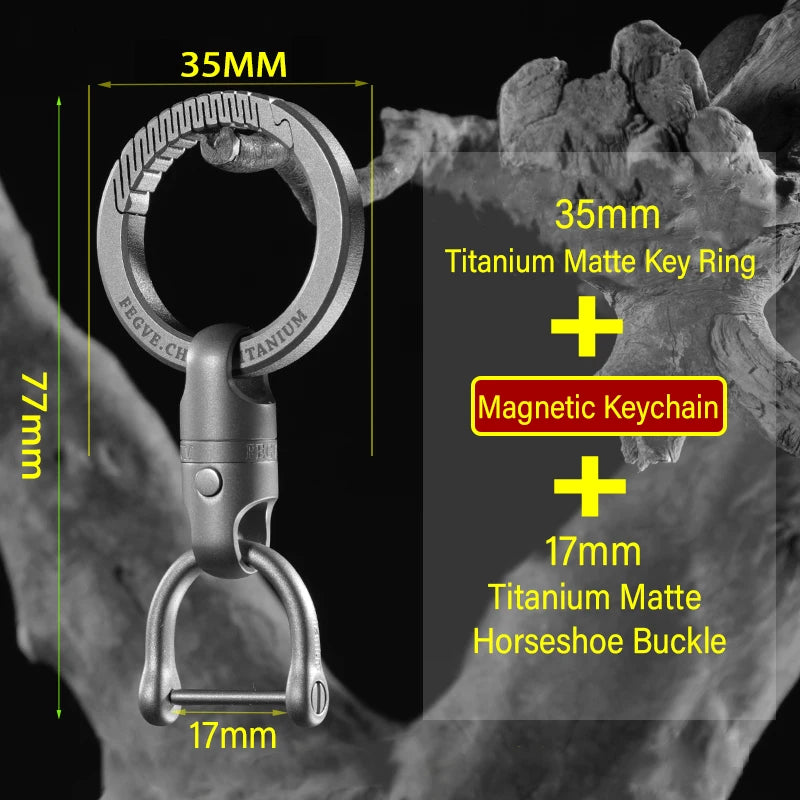 New Titanium Alloy Magnetic Suction Quick Release Keychain Key Ring Men Can Rotate 360° Car Key Chain Push Pull Buckle CM World