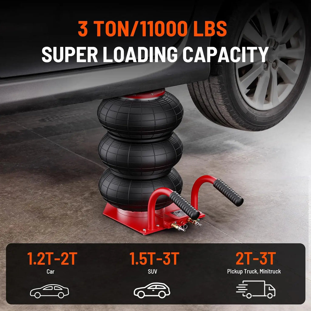 High Quality 3-Bag Portable Steel Car Jack 3 Ton Air Jack with Quick Lifting Tool Pneumatic Jack From Factory