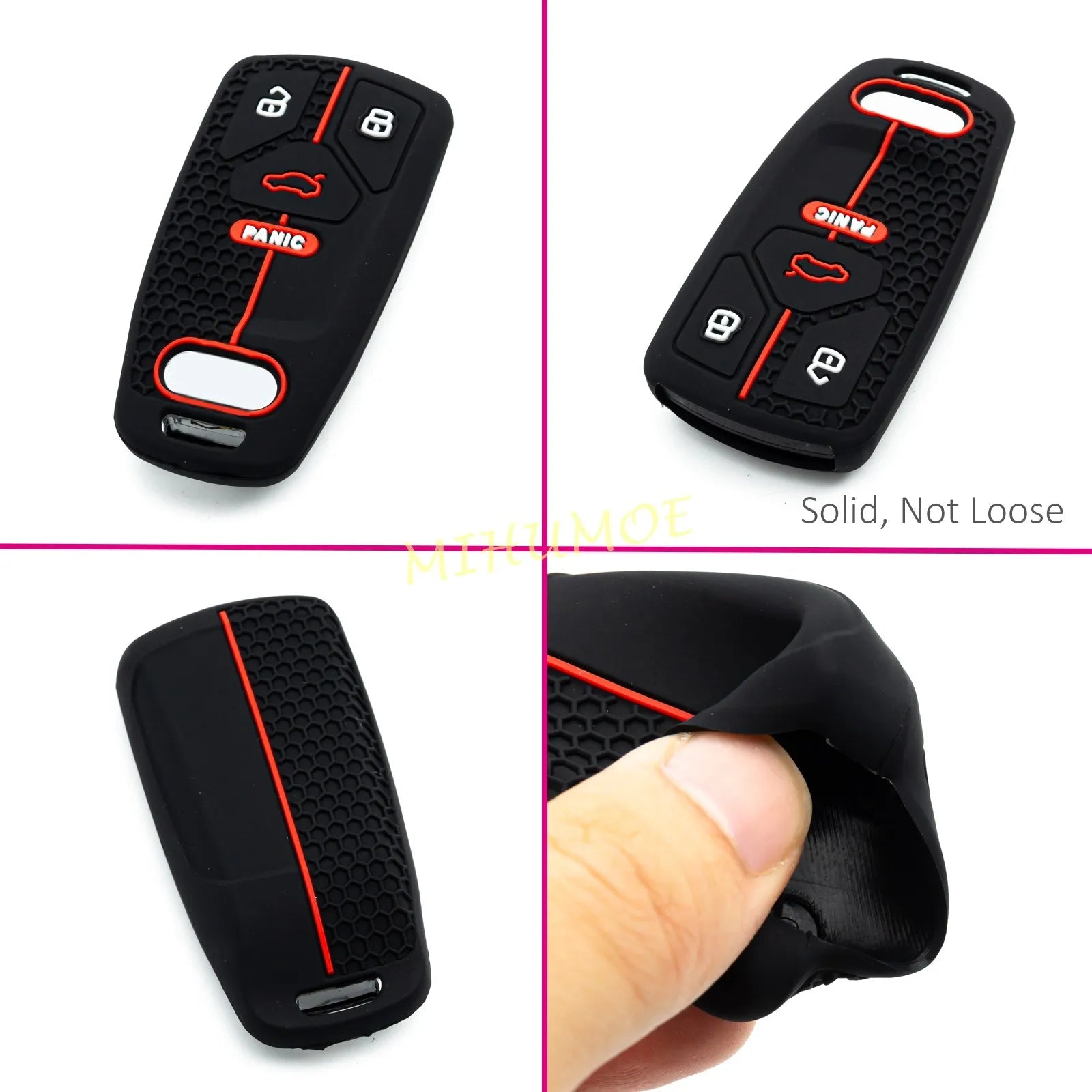 Remote 4 Buttons Key Case Keychain Shell Fob For Audi Q5 Q7 TT A4 B9 A5 S4 S5 SQ5 TT 2021 2022 2023 Silicone Key Holder Cover CM World