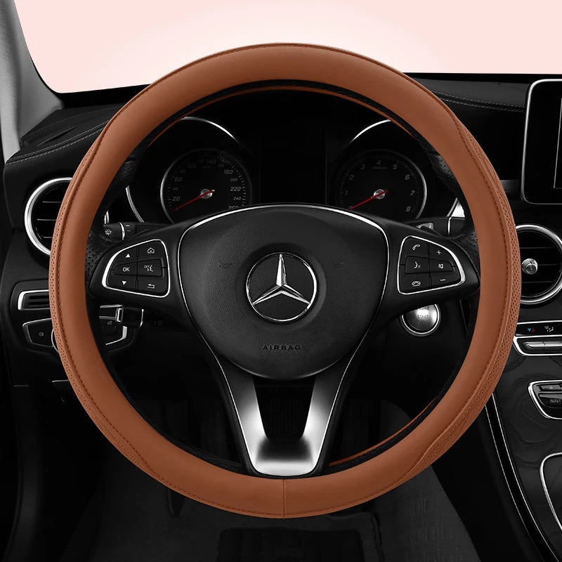Car Anti-Slip Leather Steering Wheel Cover Universal Car Steering Wheel Protective Cover Fashion Style 38cm Sport Style Cool CM World