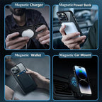 Clear Black Magnetic Case for iPhone 17 16 15 14 Pro Max Plus 13 12 Mini 11 with Screen Protector Lens Protector Mobile Cases Car Mobile World