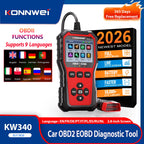 2026 KONNWEi KW340 Car CAN OBD2 EOBD Diagnostic Tool Engine Battery Test Read Fault Code Clear Real-Time Data O2 Inspection Tool CM World