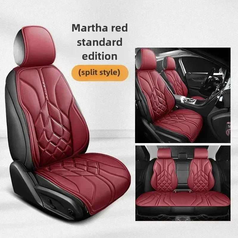 Nappa Leather Car Seat Covers Full Set 5 Seater Universal Car Seat Cushion Auto Accessories Interior Car Seat Protective Covers CM World