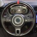 Car Steering Wheel Cover Braid Hand Sewing Anti-Slip Carbon Fiber Leather For Volkswagen Golf 6 Mk6 VW Polo Mk6 Car Accessories CM World