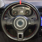 Car Steering Wheel Cover Braid Hand Sewing Anti-Slip Carbon Fiber Leather For Volkswagen Golf 6 Mk6 VW Polo Mk6 Car Accessories CM World