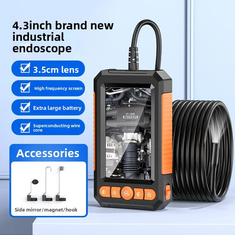 New 4.3-inch dual-camera endoscope with display screen for industrial, auto repair and pipeline inspection