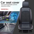 Universal Car Seat Covers Breathable Summer Cooling PU Leather Auto Front Seat Cushion Protector Beads Bamboo Seat Covers Car Mobile World