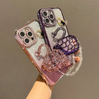 The heart-shaped glitter swan Sand stand is suitable for iPhone17 16 14 13 12 15 11promax phone cases with a pendant