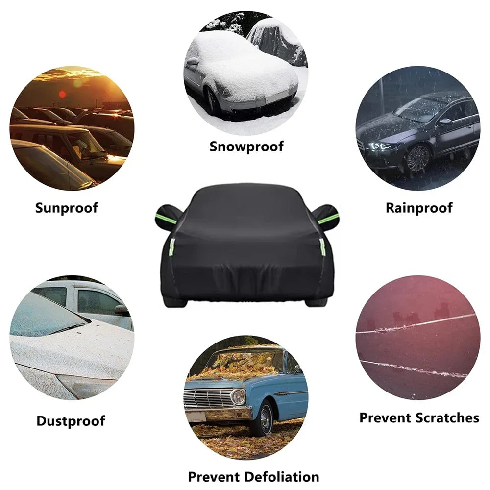 Universal Full Car Cover Outdoor Snow & Sun Protection for Toyota BMW Benz VW KIA MAZDA Peugeot - Durable Automobile Cover CM World