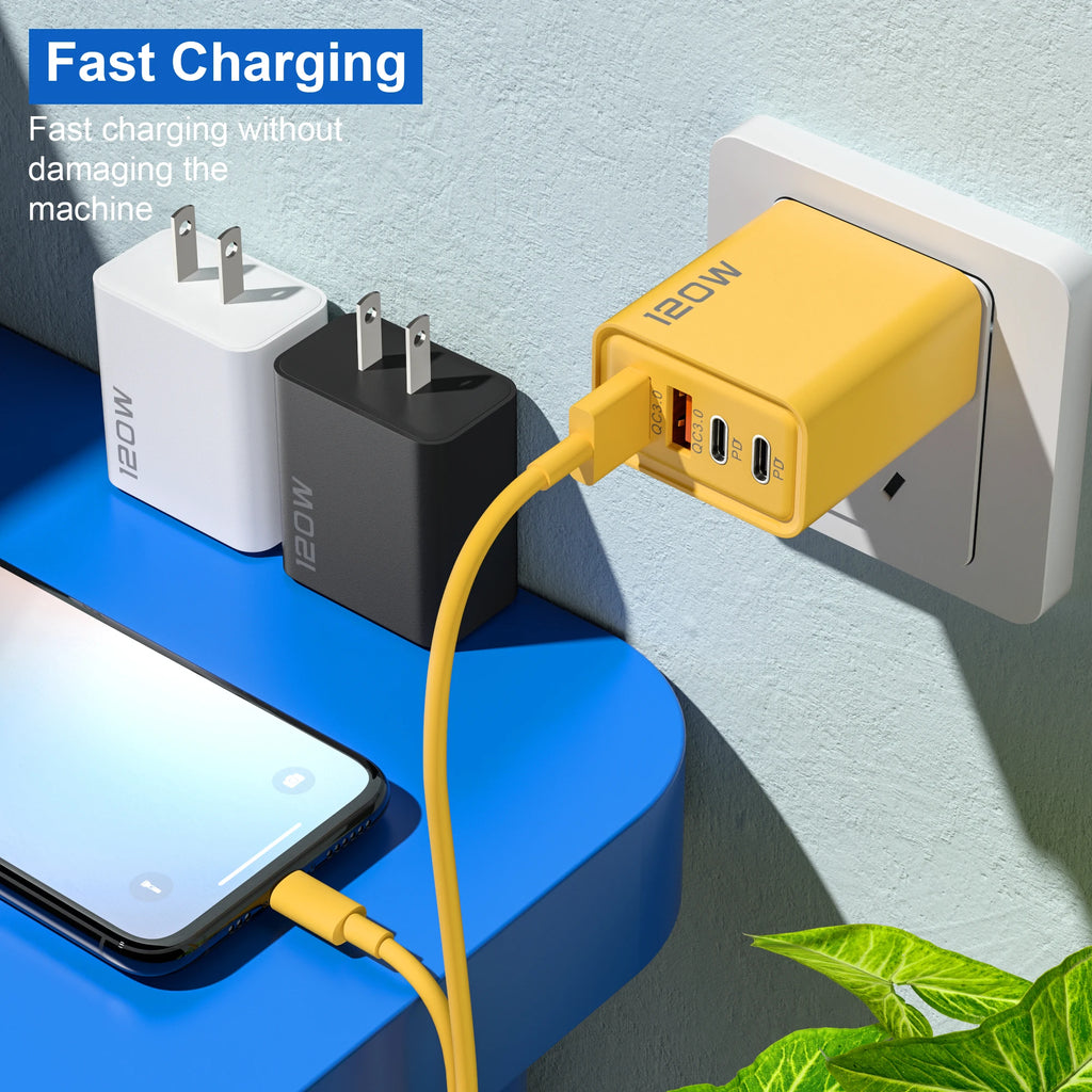 4 Ports 120W Charger USB C PD Quick Charge 3.0 Type C USB Phone Chargers Fast Charging Adapter For iPhone Samsung Xiaomi Huawei Car Mobile World