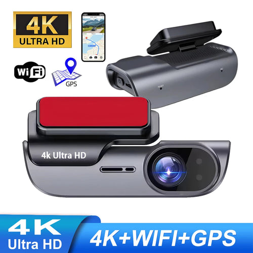 4K UHD Car Dash Camera DVR Night Vision Video Recorder with GPS Wi-Fi 24H Parking Monitoring Support for Vehicle Safety Car Mobile World